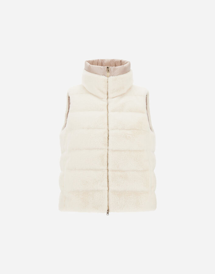 LADY ALTERNATIVE FUR AND NYLON ULTRALIGHT VEST Herno Herno LADY ALTERNATIVE FUR AND NYLON ULTRALIGHT VEST White PI002122D126301000