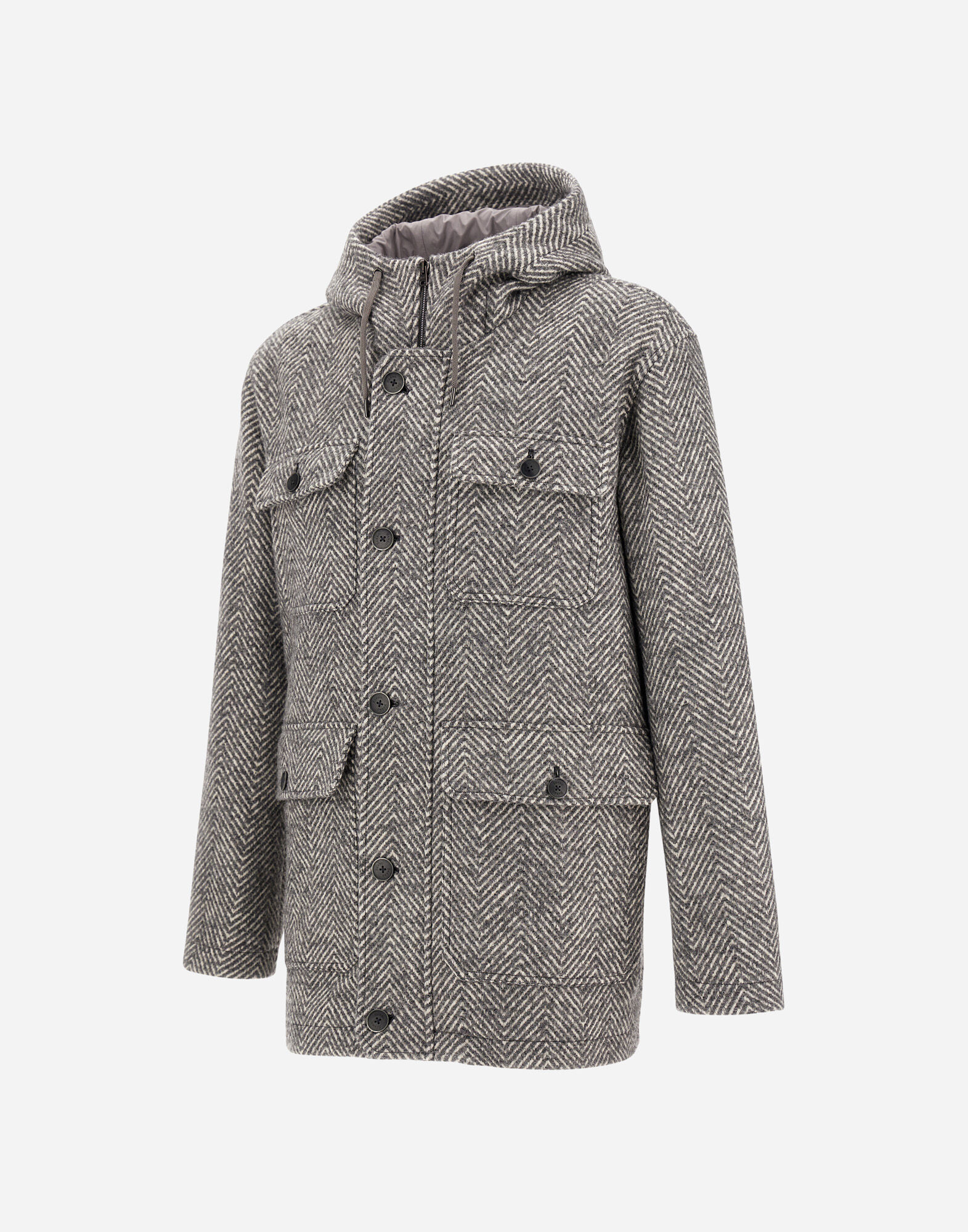 メンズ ヘリンボーンリサイクルウール コート ライトグレー | Herno