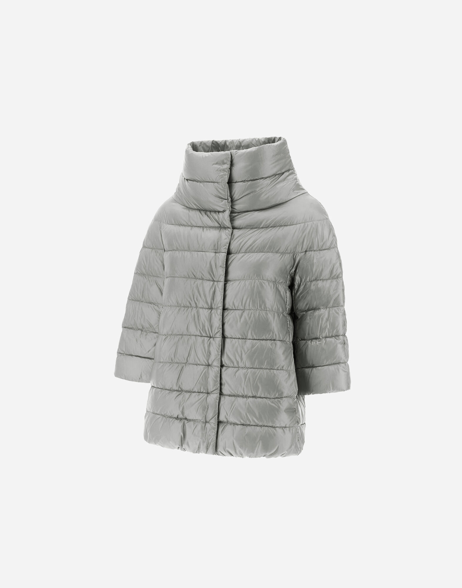 ヘルノ 編込みニットフェイスダウンコート スタンドカラー スナップボタン グレー ヘルノ 編込みニットフェイスダウンコート スタンドカラー スナップ