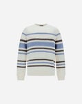 Herno SWEATSHIRT IN STRIPE COTTON SWEATER White/Light Blue JG000228U540101090