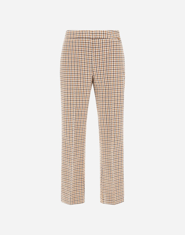 Herno WOOL COTTON PIED DE POULE TROUSERS Camel/Cream PT000152D334642111