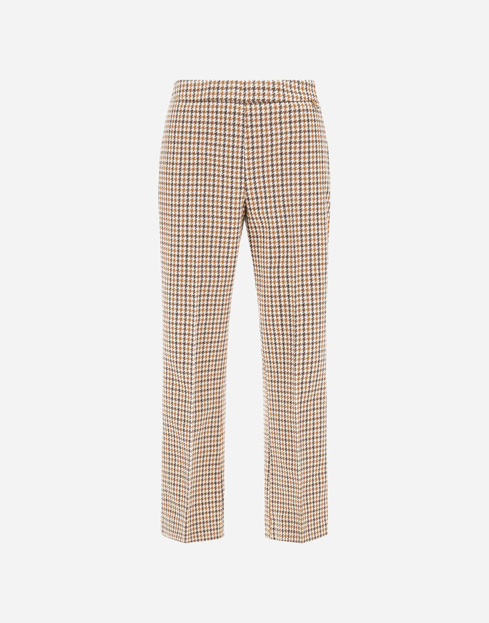 Herno WOOL COTTON PIED DE POULE TROUSERS Camel/Cream PT000152D334642111