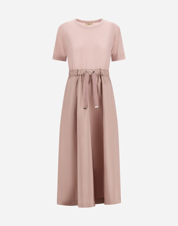 Herno DRESS IN GLAM KNIT EFFECT AND TECHNO TAFFETA Powder Pink AB000032D520564035