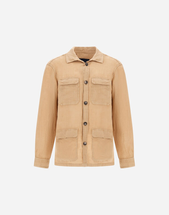 Herno FIELD JACKET IN GARMENT DYED LINEN Sand FI000152U171592000
