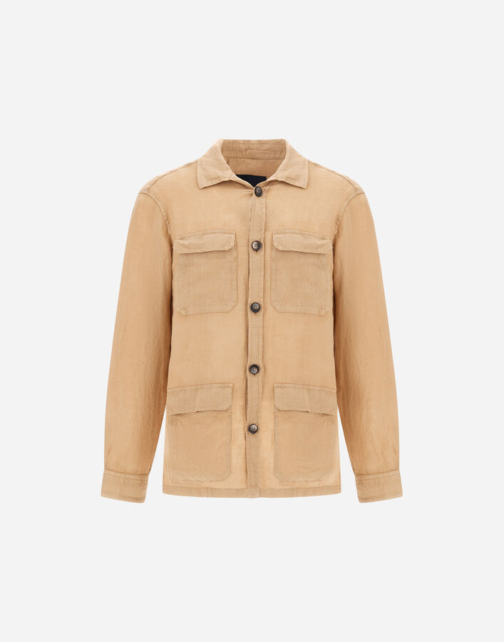 Herno FIELD JACKET IN GARMENT DYED LINEN Sand FI000152U171592000