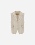 Herno VEST IN MAXI LINEN PINSTRIPE Cream GA000296D171361213