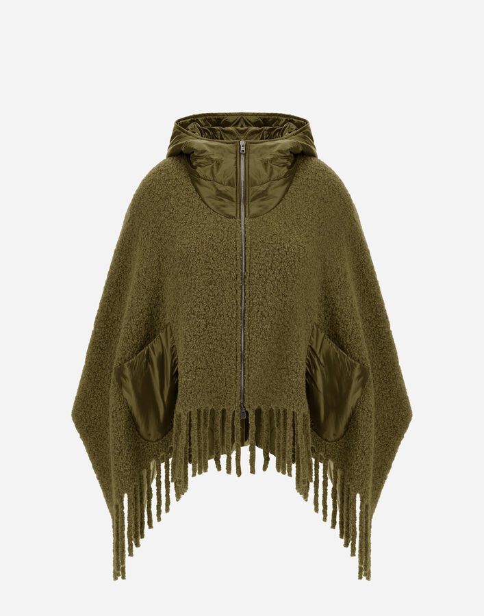 PONCHO IN BOUCLÉ ALPACA WOOL AND NYLON ULTRALIGHT Herno Herno PONCHO IN BOUCLÉ ALPACA WOOL AND NYLON ULTRALIGHT Military GC000509D334807740