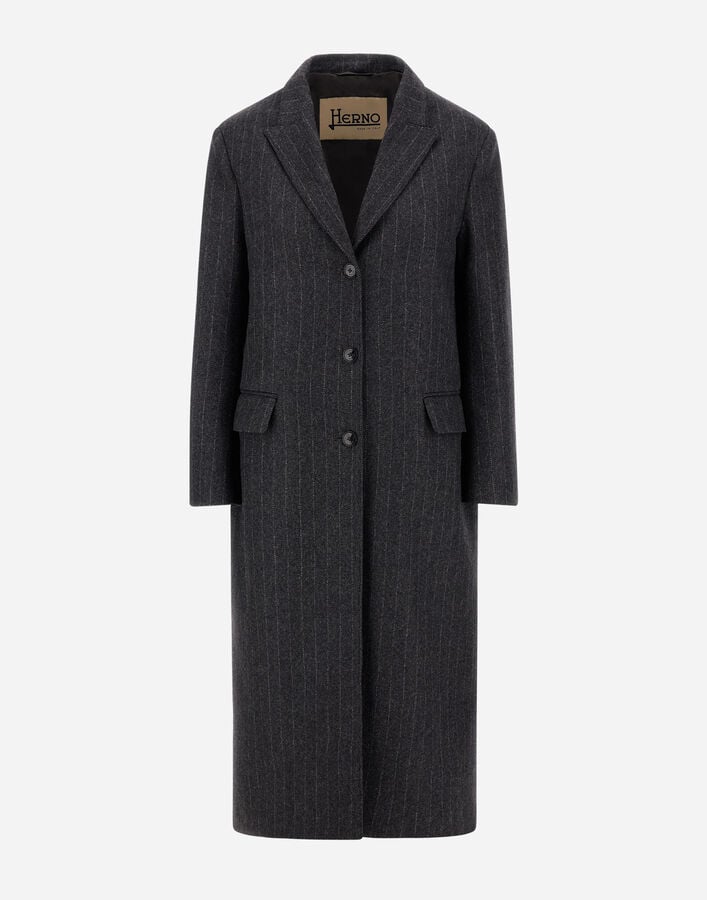 Herno WOOL CLOTH COAT WITH PINSTRIPE PATTERN Iron CA000626D33546R9487