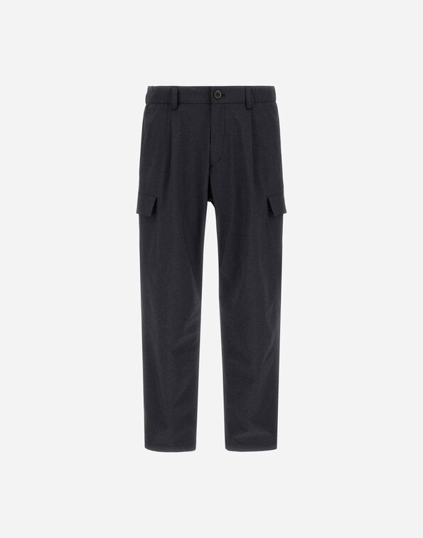 Herno RESORT CARGO TROUSERS IN MELANGE-EFFECT STRETCH NYLON Navy Blue PT00035UR12742S9200