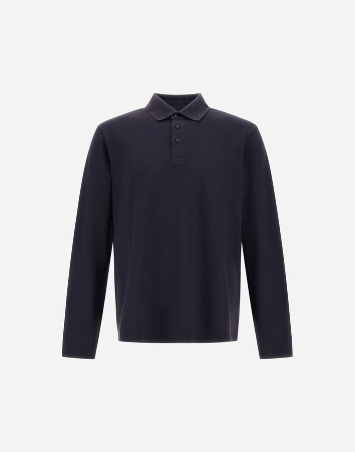 Herno COTTON AND CASHMERE DOUBLE PIQU&Eacute; POLO SHIRT Navy Blue JPL00154U540079200