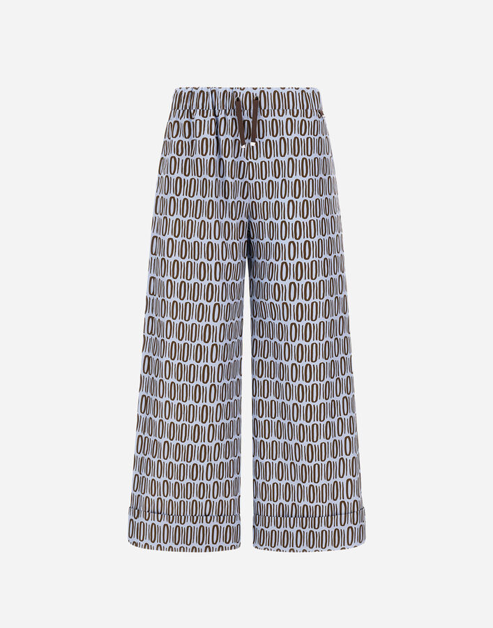 RESORT TROUSERS IN COTTON RECTANGULAR PRINT Herno Herno RESORT TROUSERS IN COTTON RECTANGULAR PRINT Light Blue/Brown PT00052DR13262PM019080