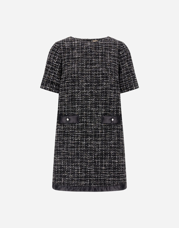 Herno OPERATED TWEED AND NYLON ULTRALIGHT DRESS Blue/Red AB000046D127539260