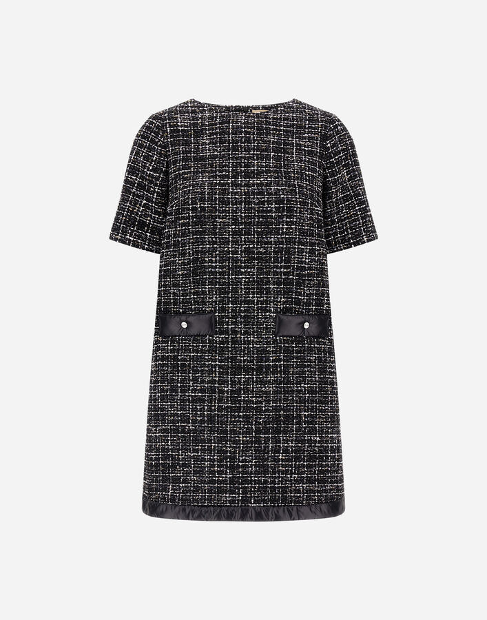 Herno OPERATED TWEED AND NYLON ULTRALIGHT DRESS Blue/Red AB000046D127539260