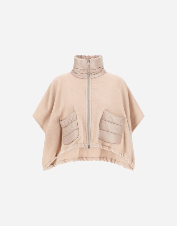 Herno RESORT SHORT PONCHO IN DOUBLE-LAYERED WOOL CASHMERE FABRIC AND NYLON ULTRALIGHT Chantilly GI00042DR333951982