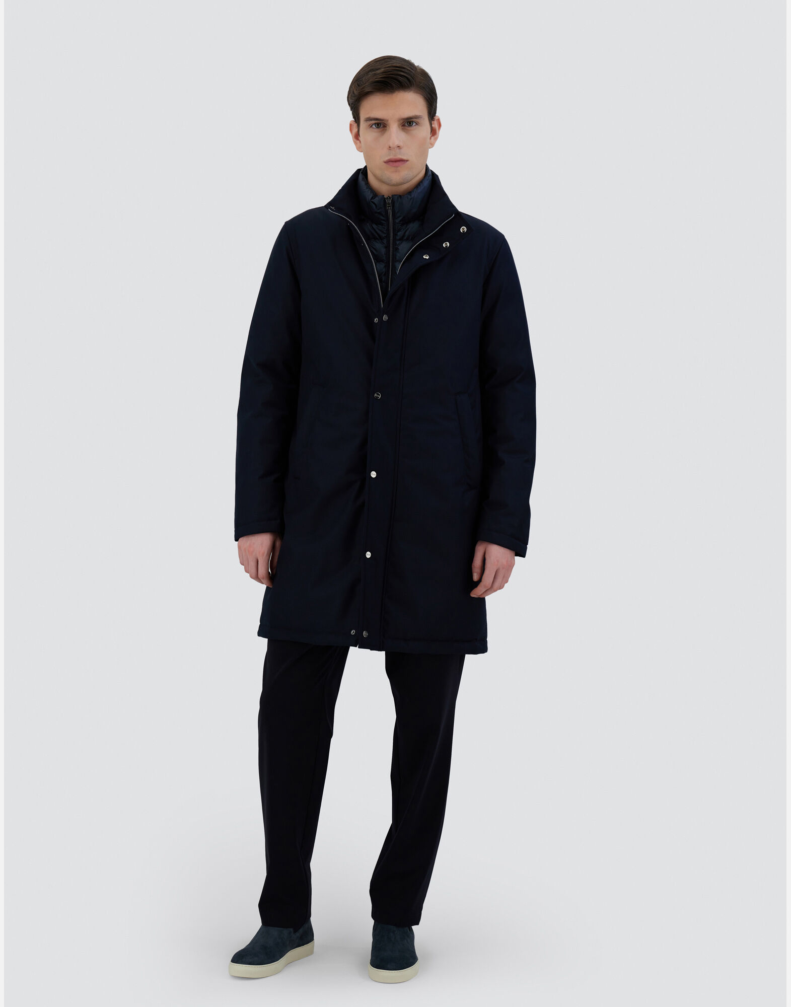 メンズ ニュー・ビジネス メンブラネーテッド ヘビーコート ネイビーブルー | Herno® (ヘルノ)