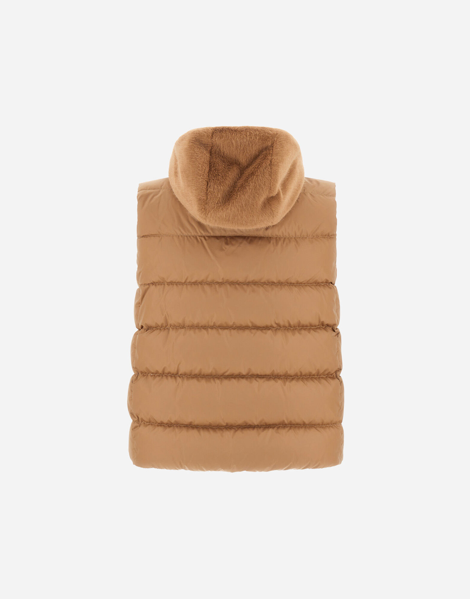 レディース サテン&レディオルタナティブファー ベスト キャメル