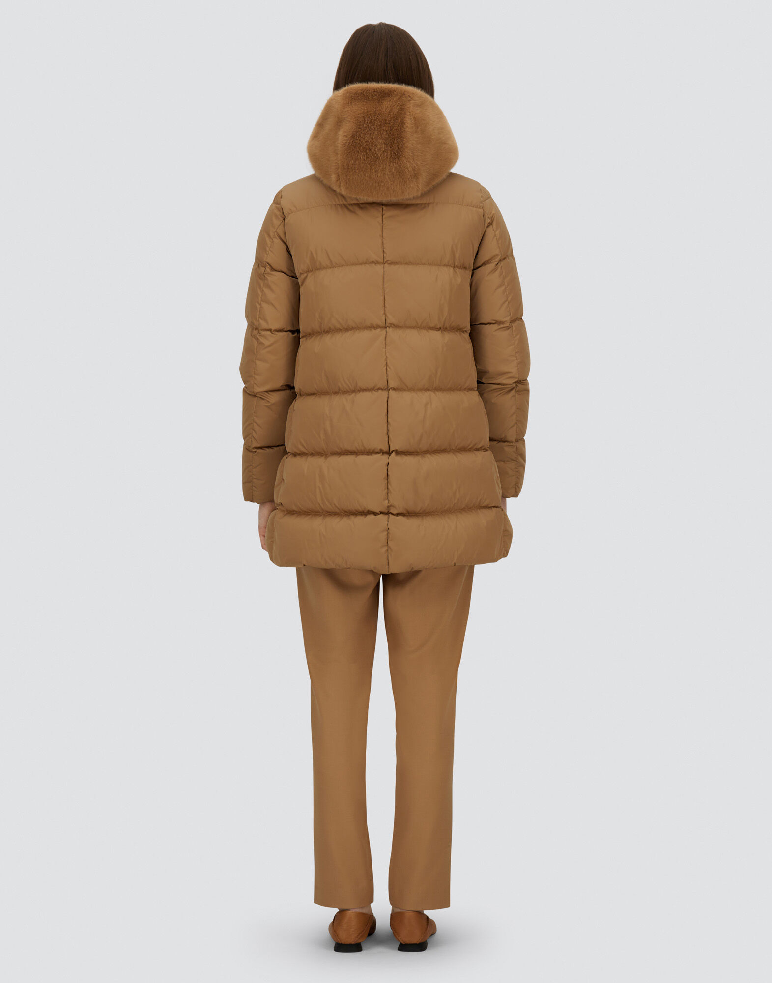 レディース サテン＆ニューレディフェイクファー Aラインコート