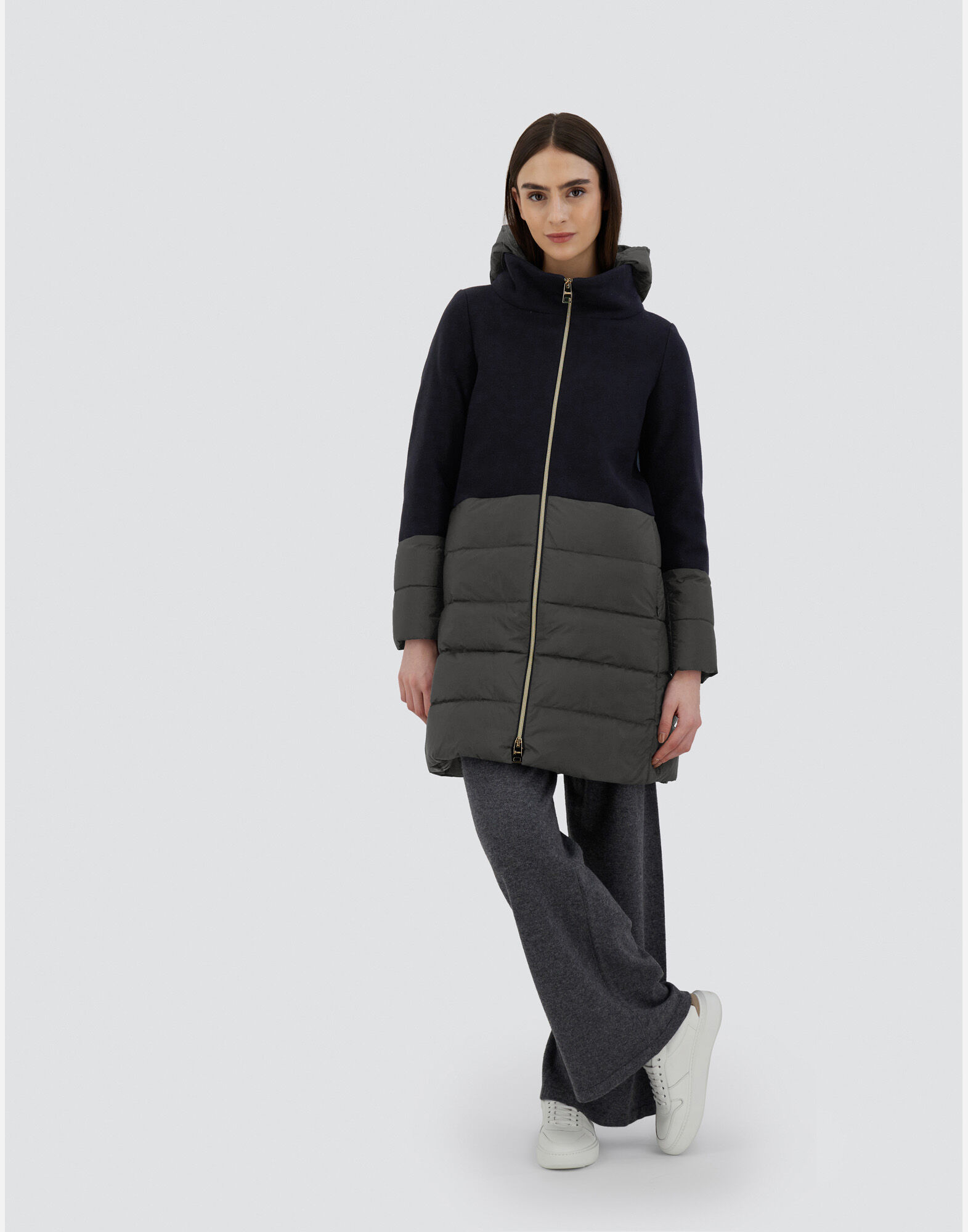 レディース DIAGONAL WOOL & NUAGE パーカ グレー | Herno® (ヘルノ)