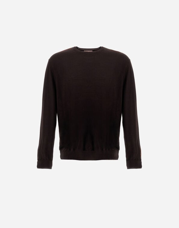 Herno RESORT SWEATER IN WOOL AND SILK Dark Brown MG00043UR700258993