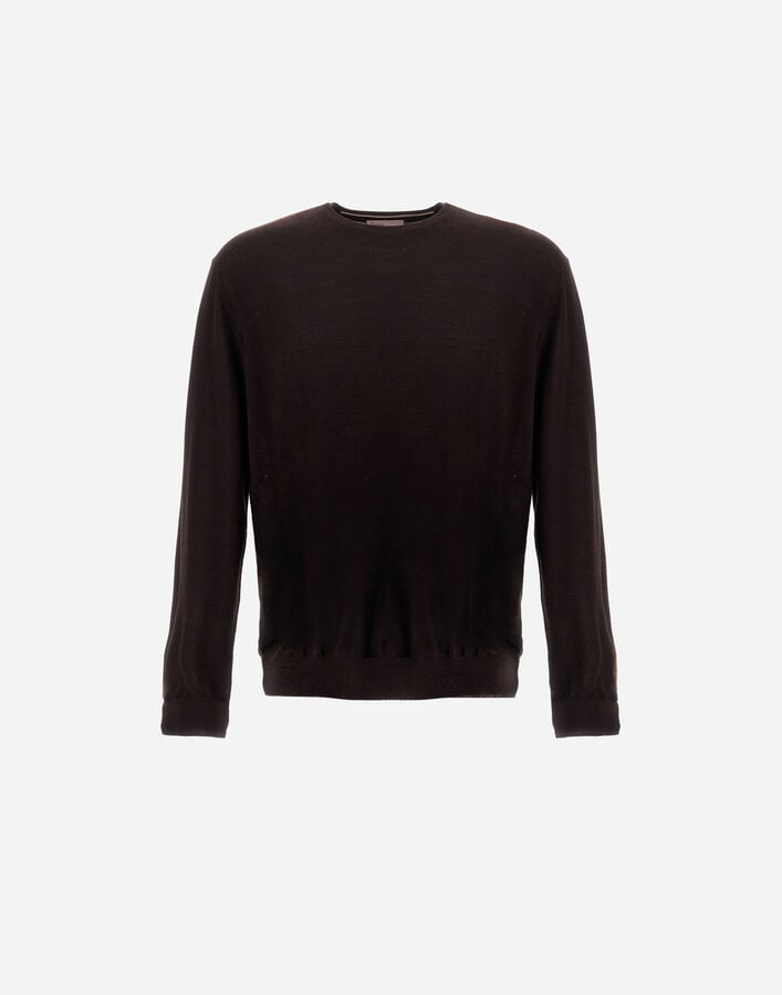Herno RESORT SWEATER IN WOOL AND SILK Dark Brown MG00043UR700258993