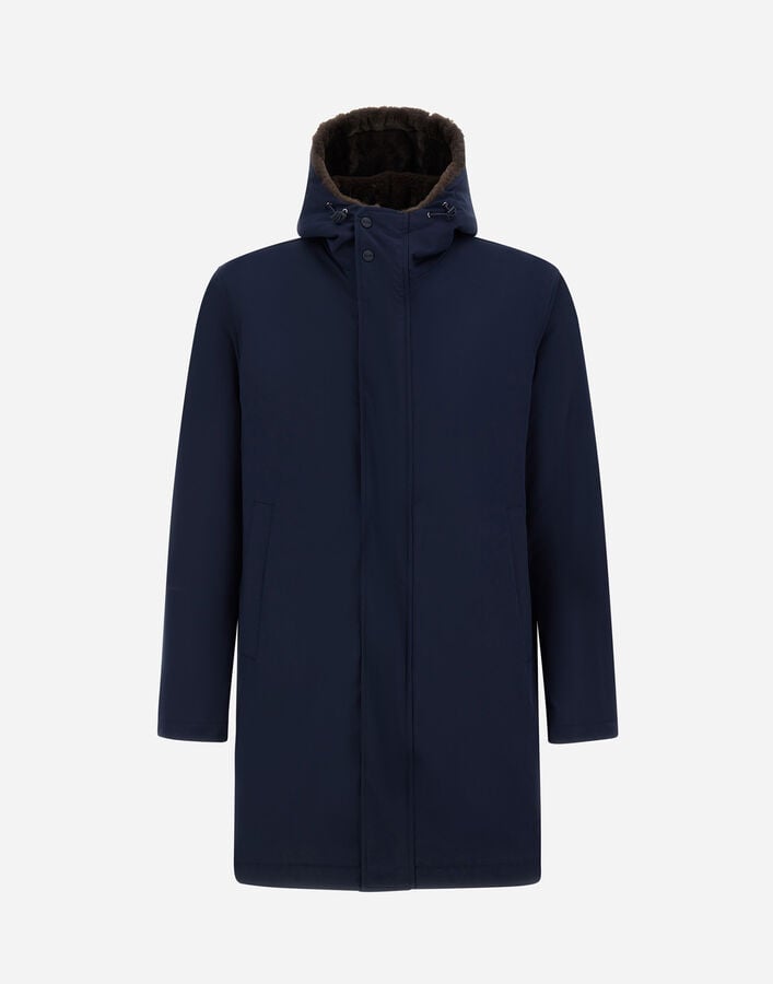 LONG PARKA IN KEYSTONE AND LIGHT FAUX FUR Herno Herno LONG PARKA IN KEYSTONE AND LIGHT FAUX FUR Navy Blue PA000170U12343Z9200