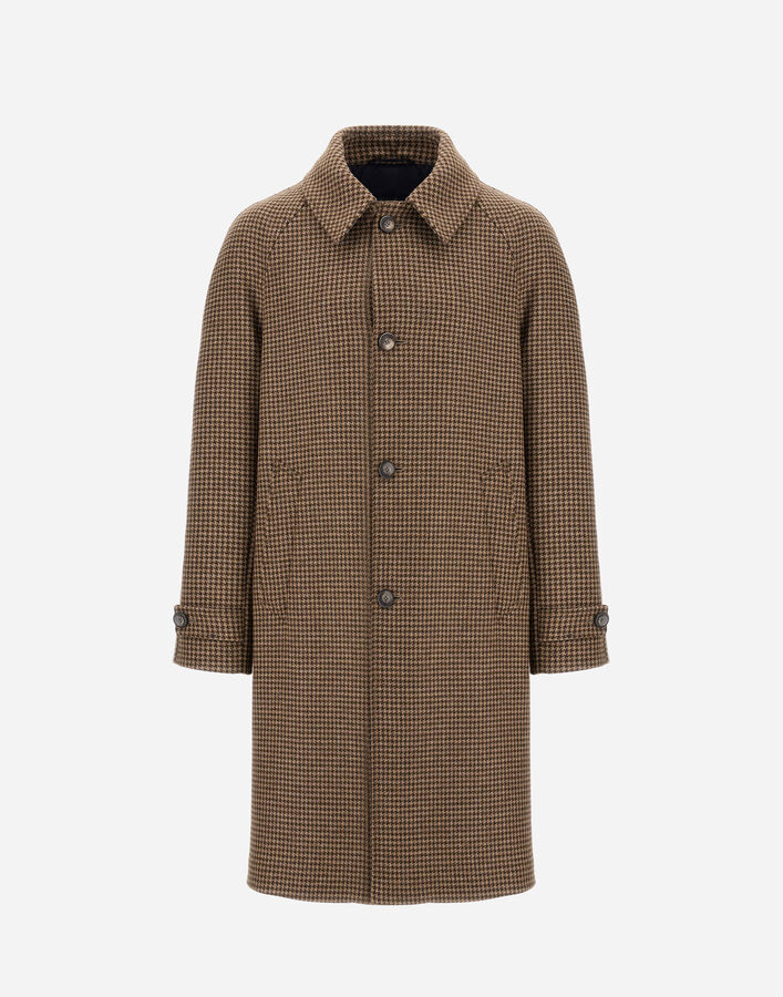 Herno COAT IN HOUNDSTOOTH MELTON Olive Green CA000210U334607780