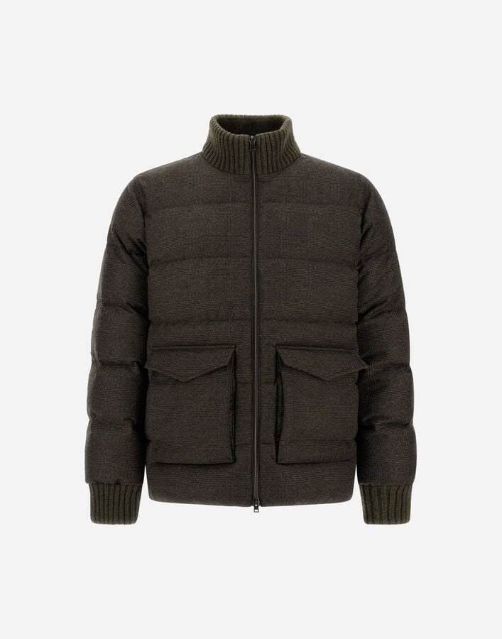 BOMBER IN GLEN CHECK WOOL AND CASHMERE Herno Herno BOMBER IN GLEN CHECK WOOL AND CASHMERE Olive Green PI001301U334527780