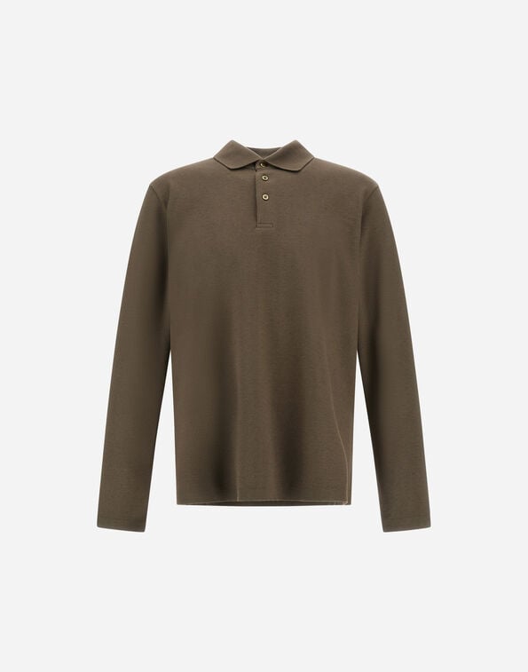 Herno COTTON AND CASHMERE DOUBLE PIQU&Eacute; POLO SHIRT Light Military JPL00154U540077730