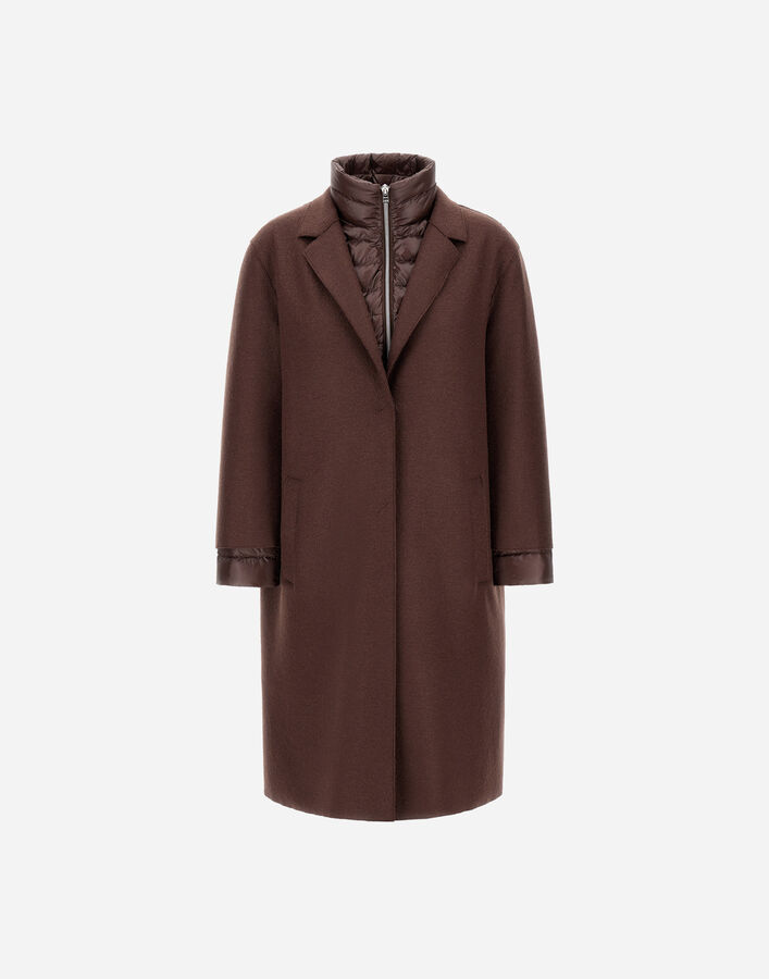RESORT COAT IN FELTED WOOL & NYLON ULTRALIGHT Herno Herno RESORT COAT IN FELTED WOOL & NYLON ULTRALIGHT Dark Chocolate PI00153DR333728810