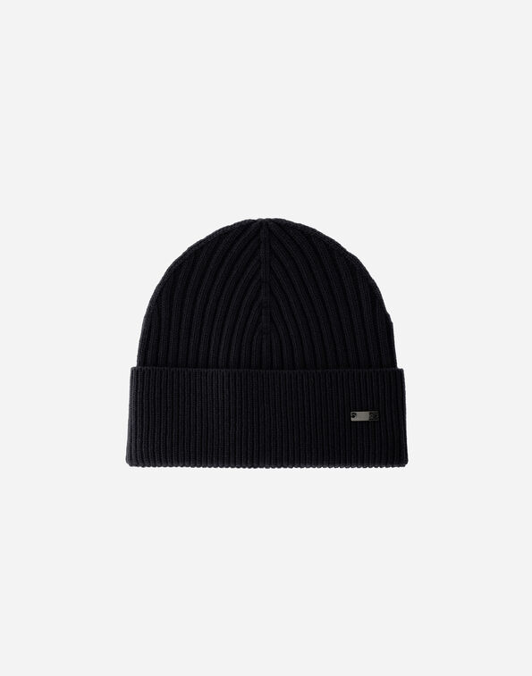 Herno DOUBLE RIB WOOL BEANIE Black BER00042U702929300