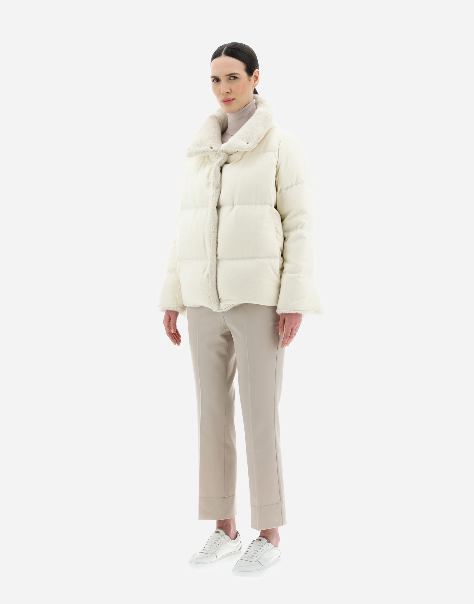 レディース シルクカシミア＆ レディ フェイクファー ジャケット