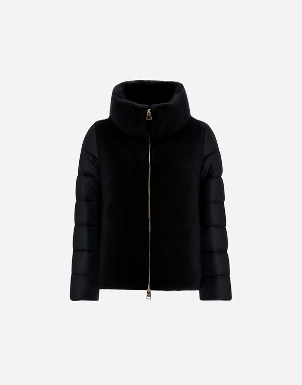 Herno CAPE IN NYLON ULTRALIGHT AND LADY ALTERNATIVE FUR Black PI002017D12017Z9300