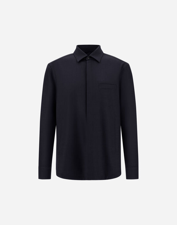 Herno WOOL GABARDINE SHIRT Navy Blue OS000001U334539200