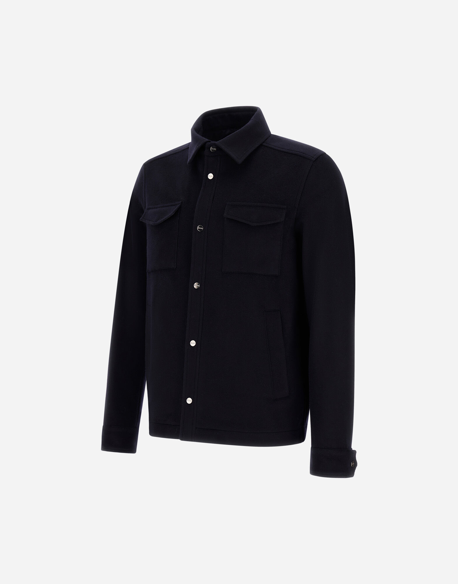 メンズ ニュー ウールカシミア シャツ ネイビーブルー | Herno® (ヘルノ)