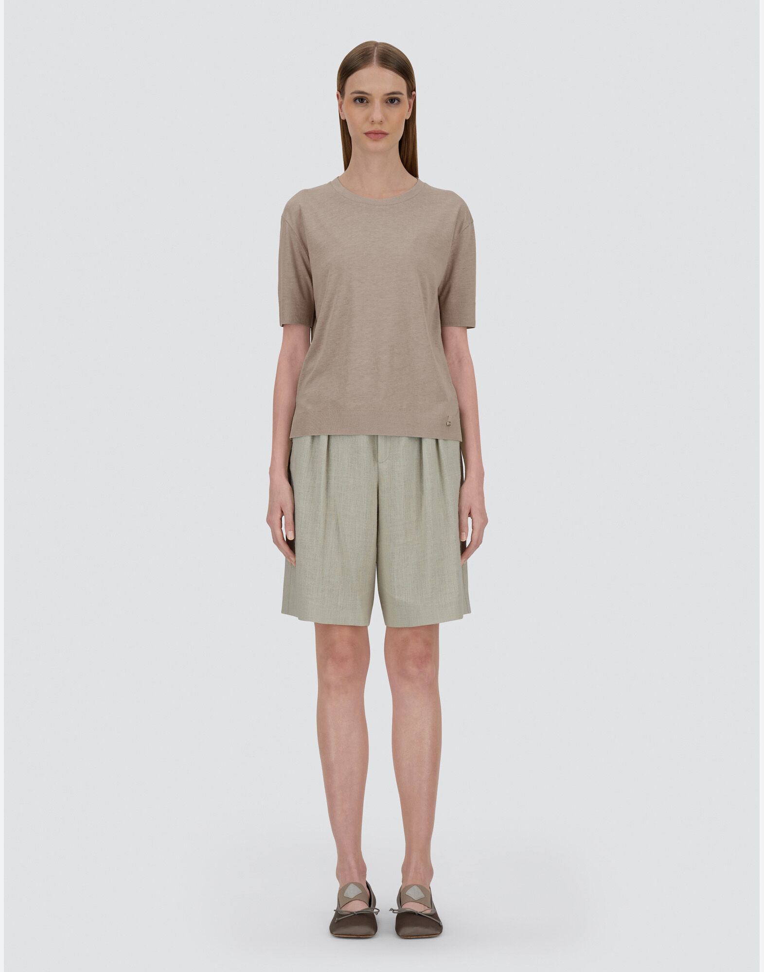 関税送料込★HERNO グラム ニット エフェクト Tシャツ レディース グラム ニット エフェクト Tシャツ グレージュ