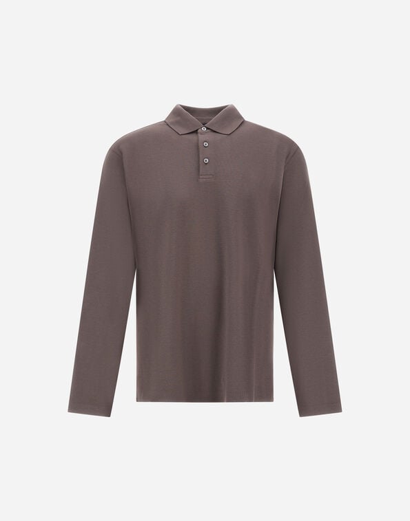 Herno COTTON AND CASHMERE DOUBLE PIQU&Eacute; POLO SHIRT Dark Taupe JPL00154U540072700