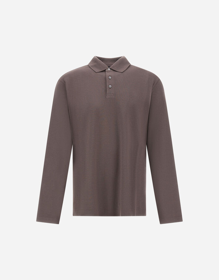 Herno COTTON AND CASHMERE DOUBLE PIQU&Eacute; POLO SHIRT Dark Taupe JPL00154U540072700