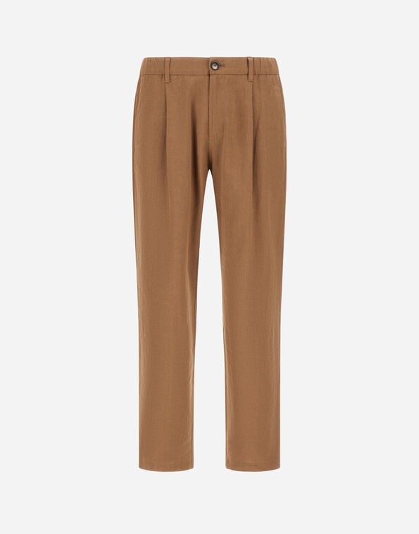 Herno TROUSERS IN COTTON LINEN POPELINE Camel PT000185U171472157
