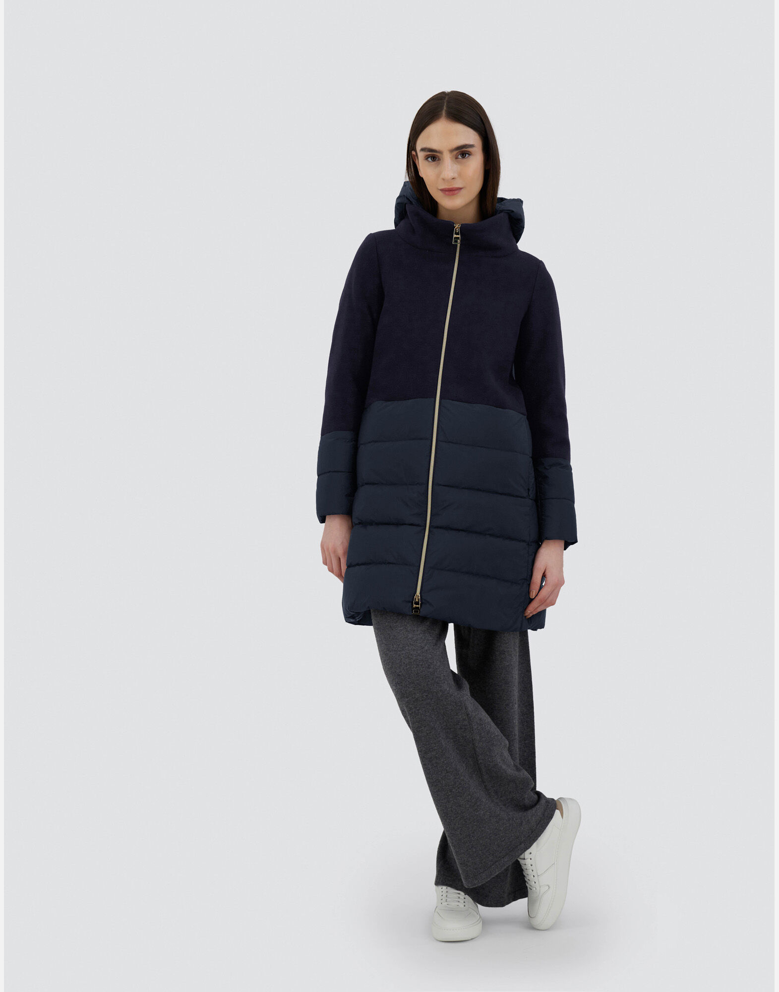 レディース DIAGONAL WOOL & NUAGE パーカ ダークブルー | Herno