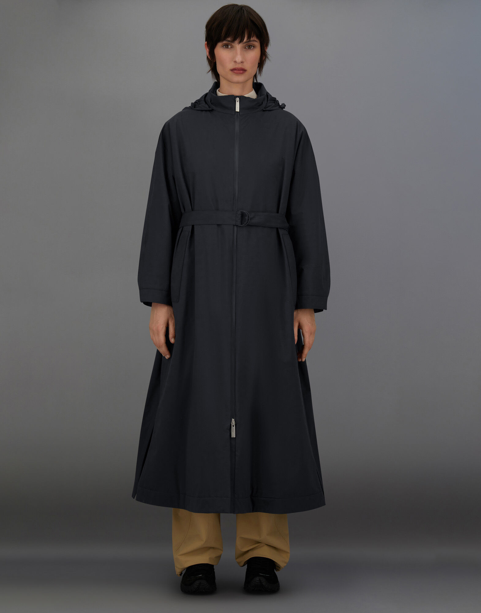 【試着のみ】Hernoラミナートレンチコート42 GORE-TEX ラミナー 2レイヤーゴアテックス トレンチコート ブラック | Herno