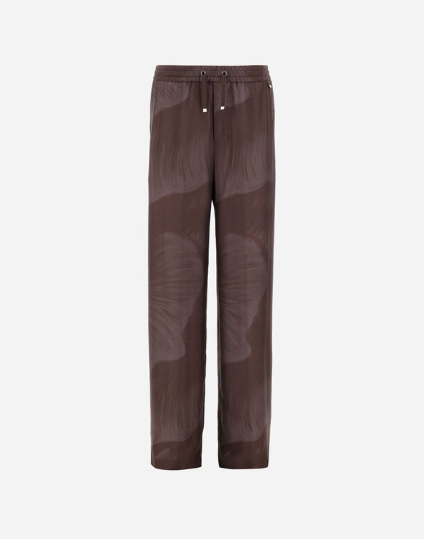Herno RESORT TROUSERS IN PURE SILK WITH FLORAL PRINT Dark Chocolate PT00056DR16019P8810