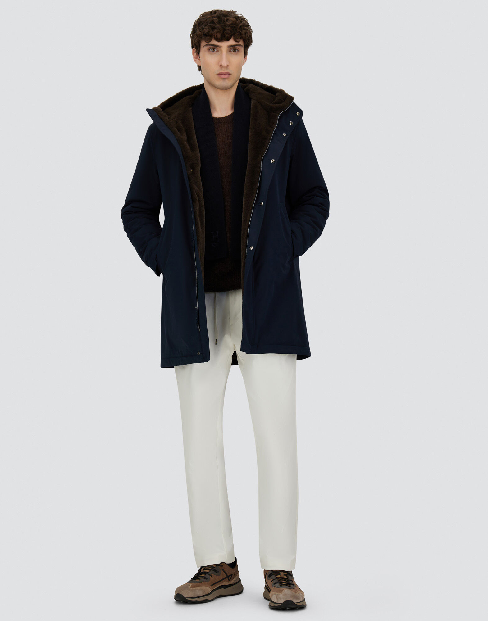 Herno フード付きネイビーコート ヘルノ HERNO ダウンジャケット コート コート ポーラーテック