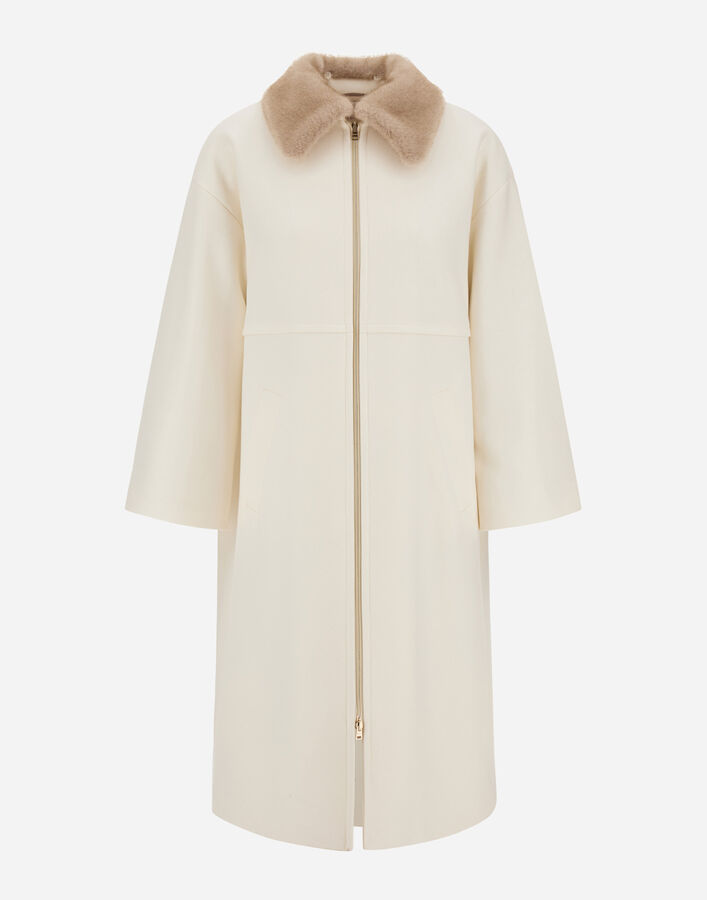 Herno ECOWOOL COAT WITH MINK-EFFECT FUR DETAIL White CA000643D333441000
