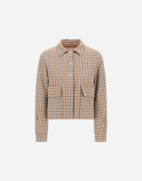 Herno WOOL COTTON HOUNDSTOOTH SHACKET Camel/Cream GI000333D334642111