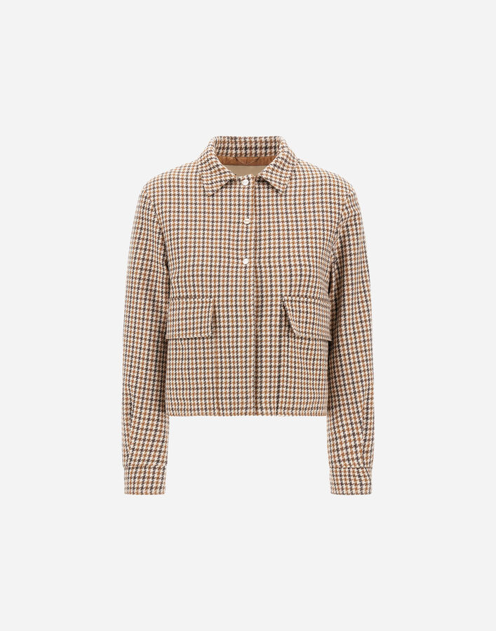 Herno WOOL COTTON HOUNDSTOOTH SHACKET Camel/Cream GI000333D334642111