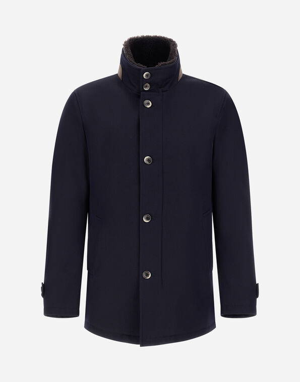 Herno DIAGONAL WOOL CAR COAT Navy Blue IM000369U331869200