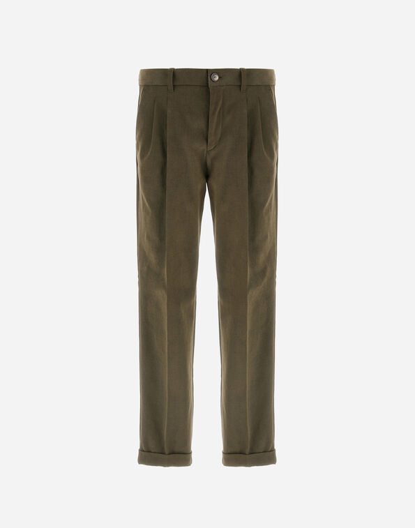 Herno STRETCH COTTON VELVET TROUSERS Olive Green PT000138U13268S7780