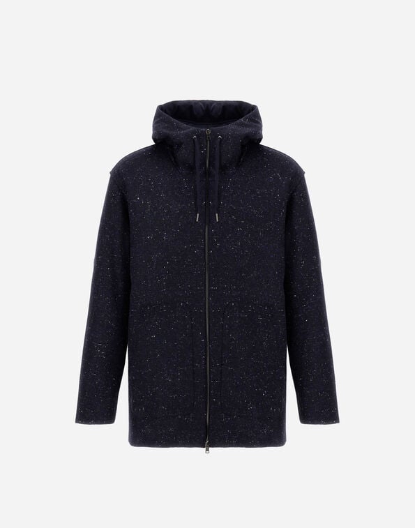 Herno RESORT PARKA IN BOUCL&Eacute; WOOL FABRIC AND MICROFIBRE WITH A SUEDE-EFFECT FINISH Navy Blue PA00033UR334979200