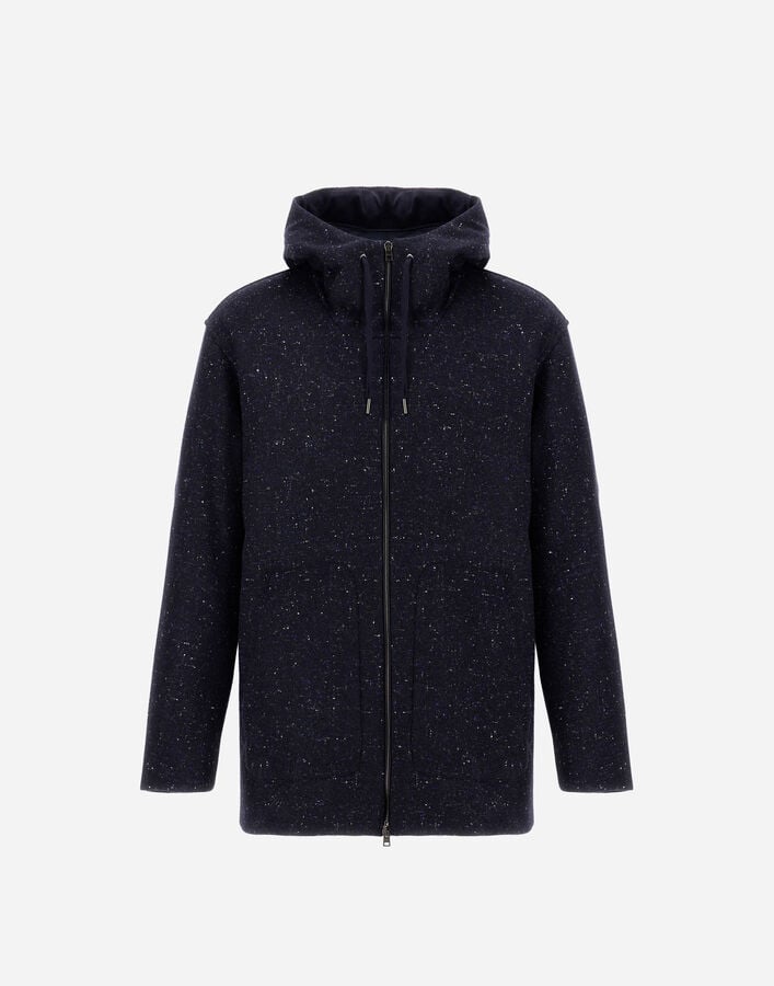 Herno RESORT PARKA IN BOUCL&Eacute; WOOL FABRIC AND MICROFIBRE WITH A SUEDE-EFFECT FINISH Navy Blue PA00033UR334979200