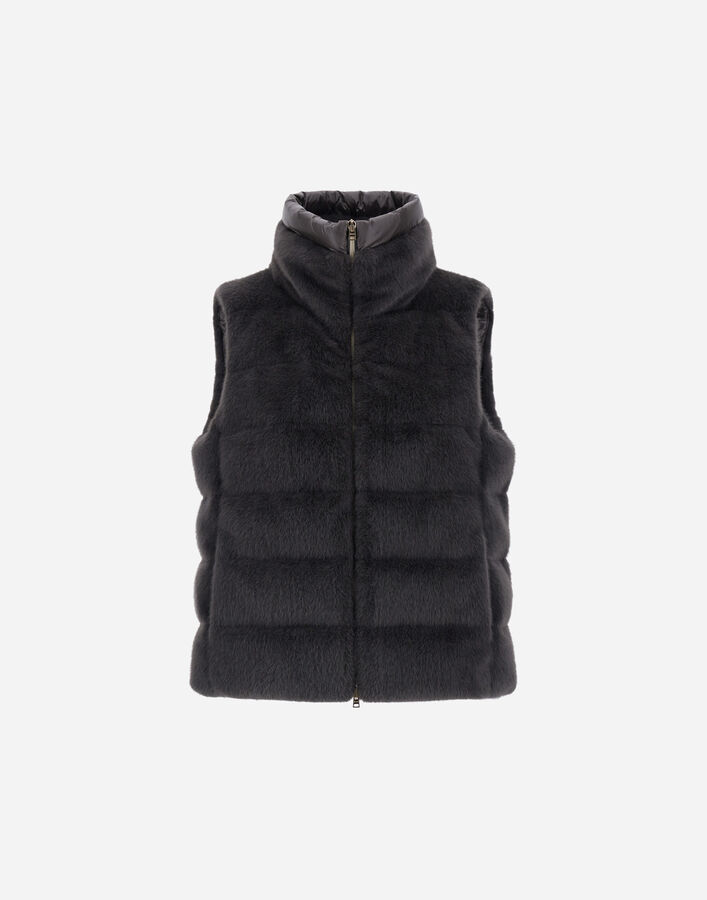 Herno LADY ALTERNATIVE FUR AND NYLON ULTRALIGHT VEST Grey PI002122D126309480